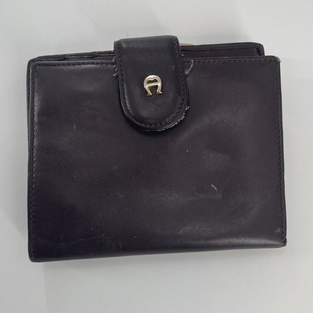Etienne Aigner Bi Fold Leather Wallet Mahogany Color